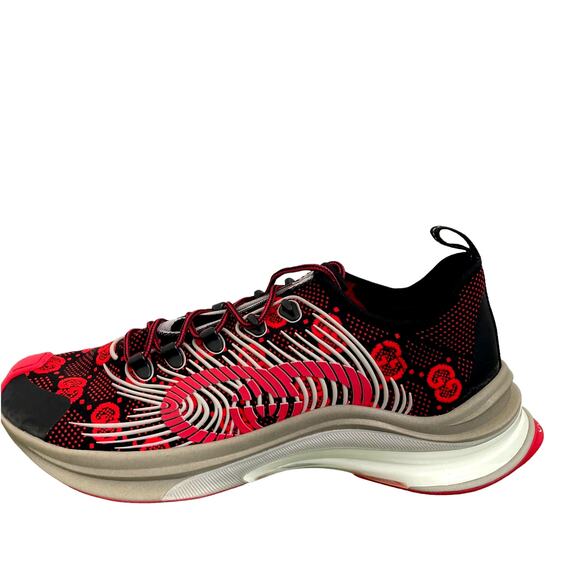GUCCI Men's GG Run Sneakers Technical Knit 680900 Red Black Gray Sz 11 US 11.5 - Picture 5 of 16